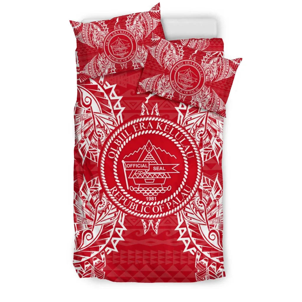 Polynesian Bedding Set - Palau Duvet Cover Set Map Red White