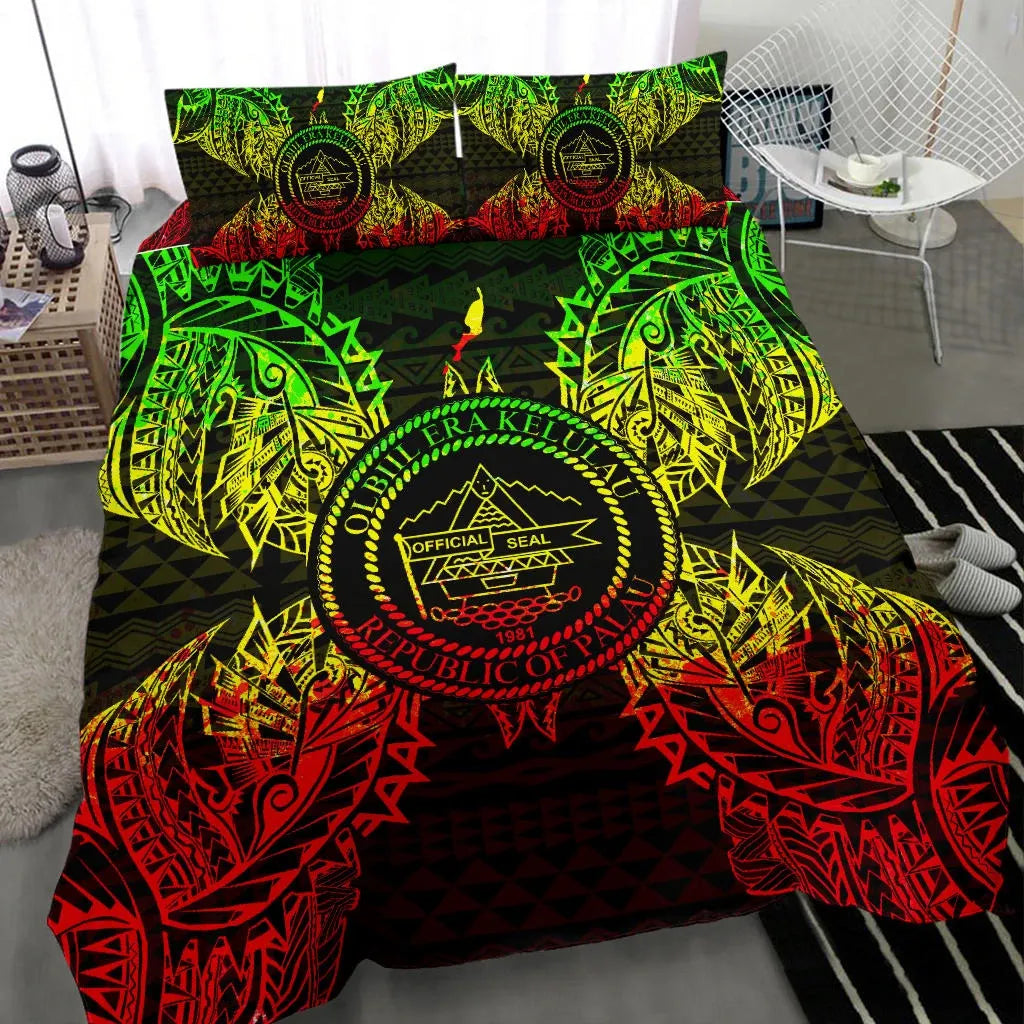 Polynesian Bedding Set - Palau Duvet Cover Set Map Reggae