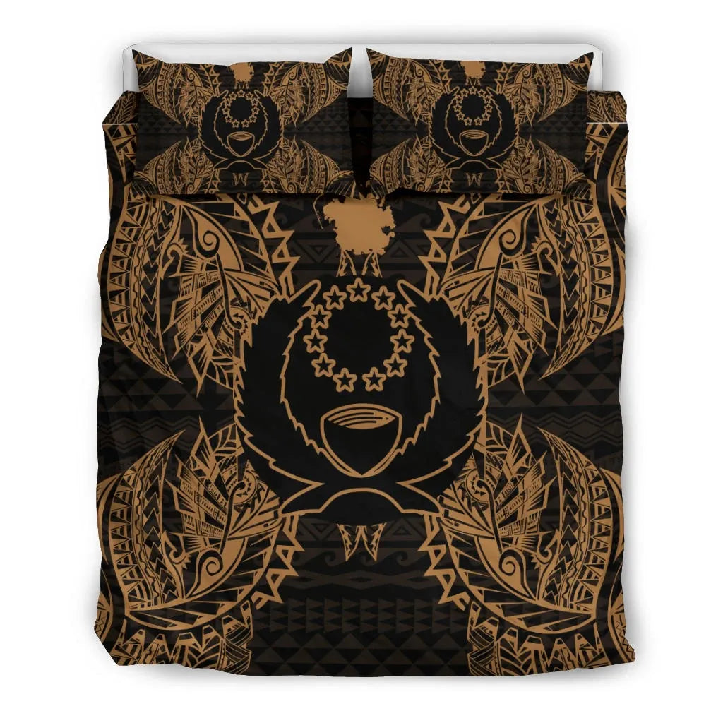 Polynesian Bedding Set - Pohnpei Duvet Cover Set Map Gold