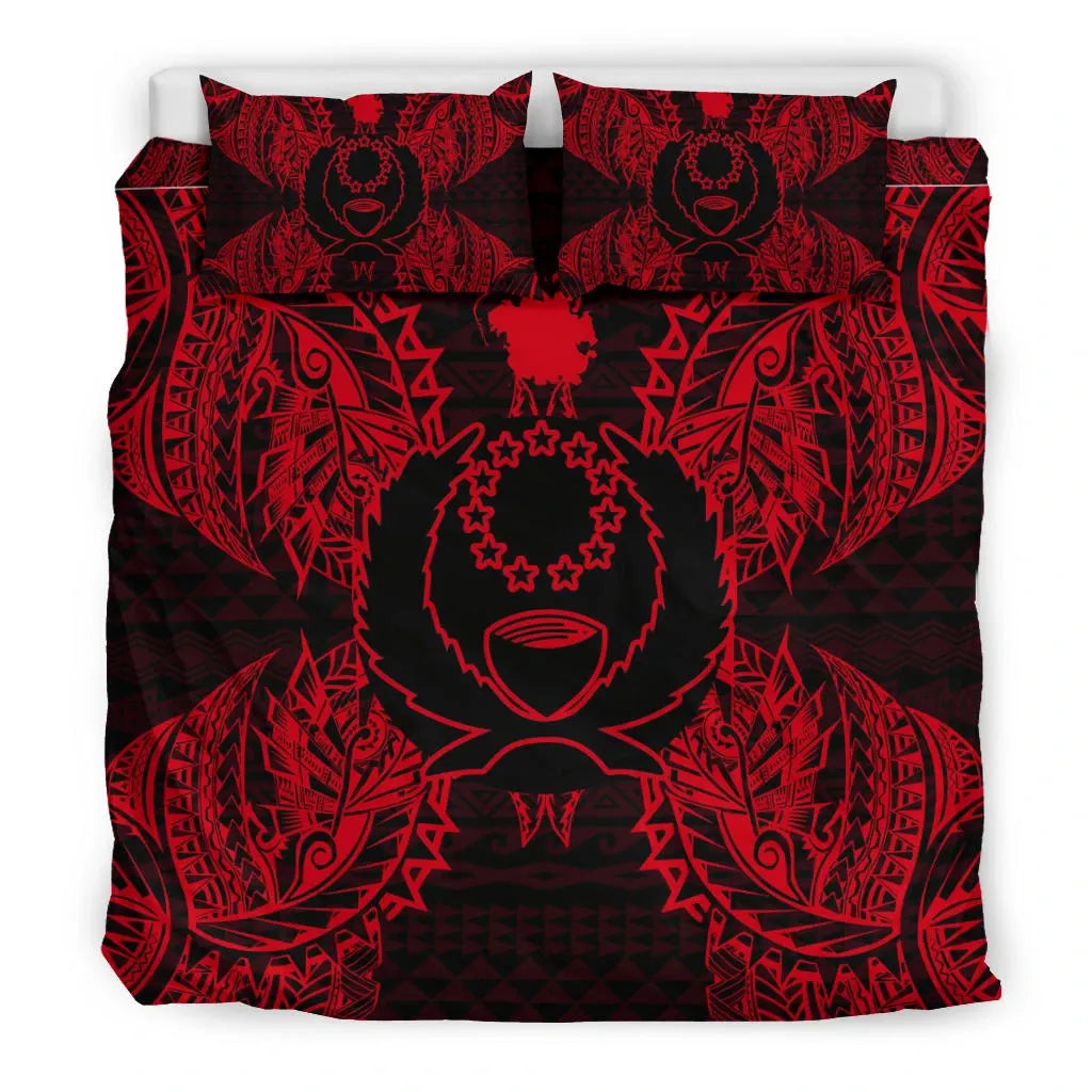 Polynesian Bedding Set - Pohnpei Duvet Cover Set Map Red