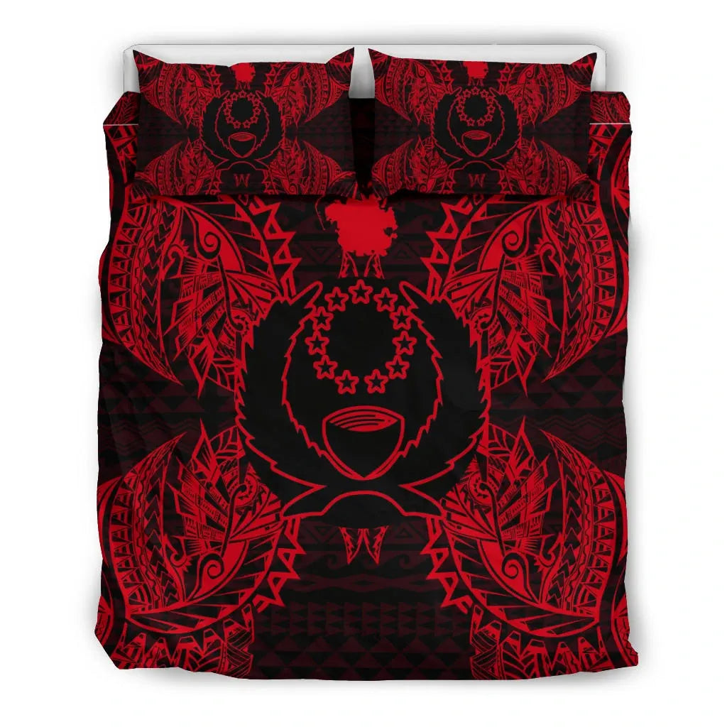 Polynesian Bedding Set - Pohnpei Duvet Cover Set Map Red