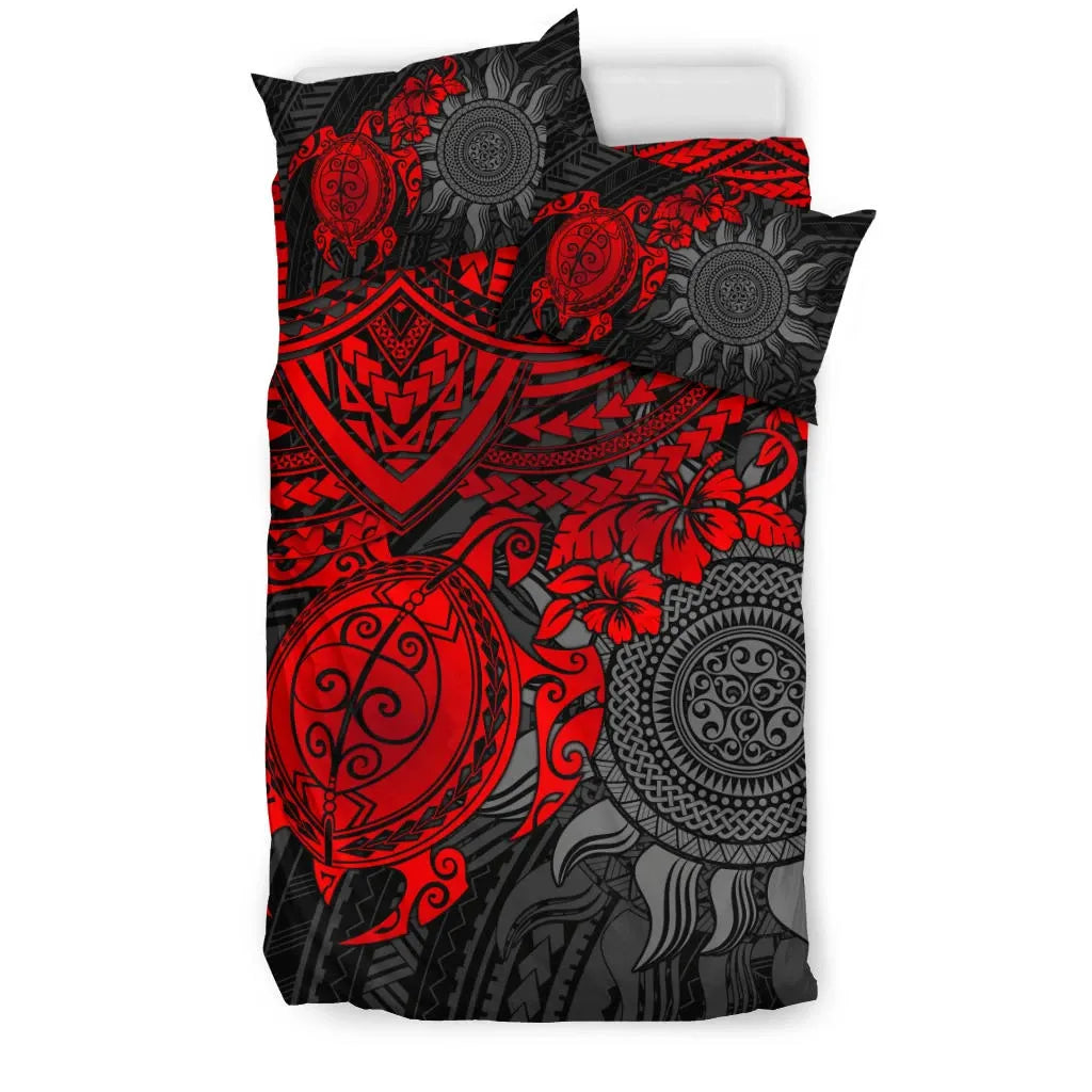 Polynesian Duvet Cover Set - Polynesian Red Turtle