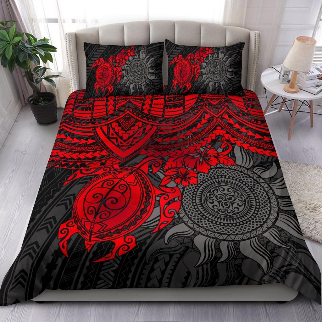 Polynesian Duvet Cover Set - Polynesian Red Turtle