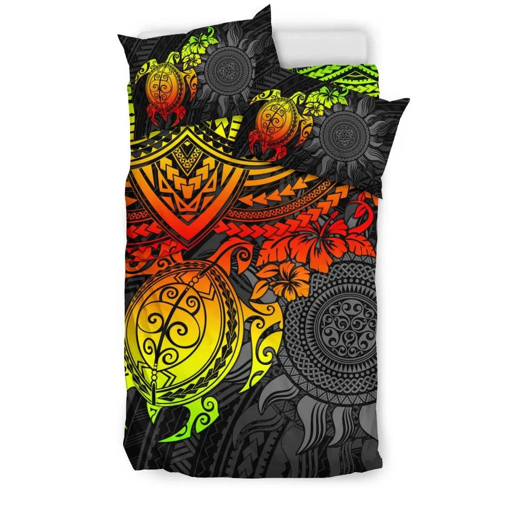 Polynesian Duvet Cover Set - Polynesian Reggae Turtle