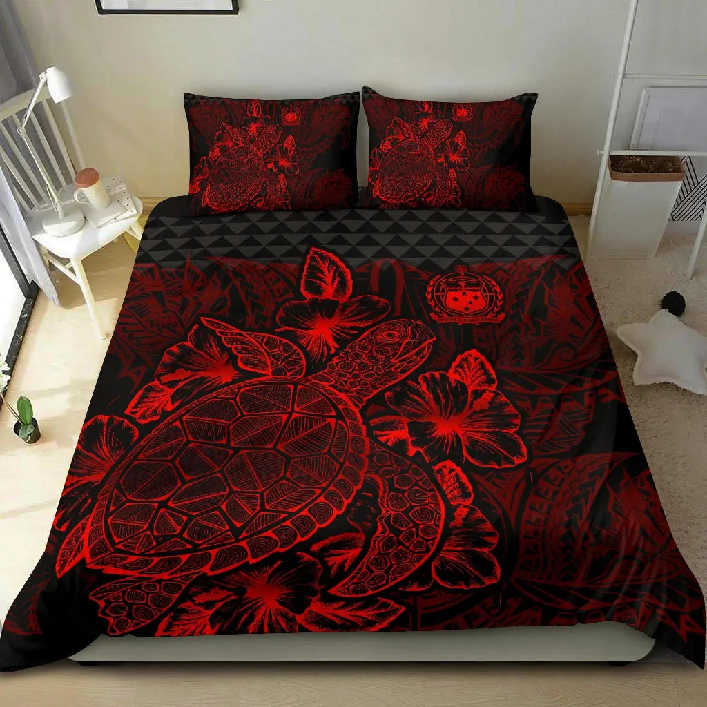 Polynesian Bedding Set - Samoa Duvet Cover Set Red Color