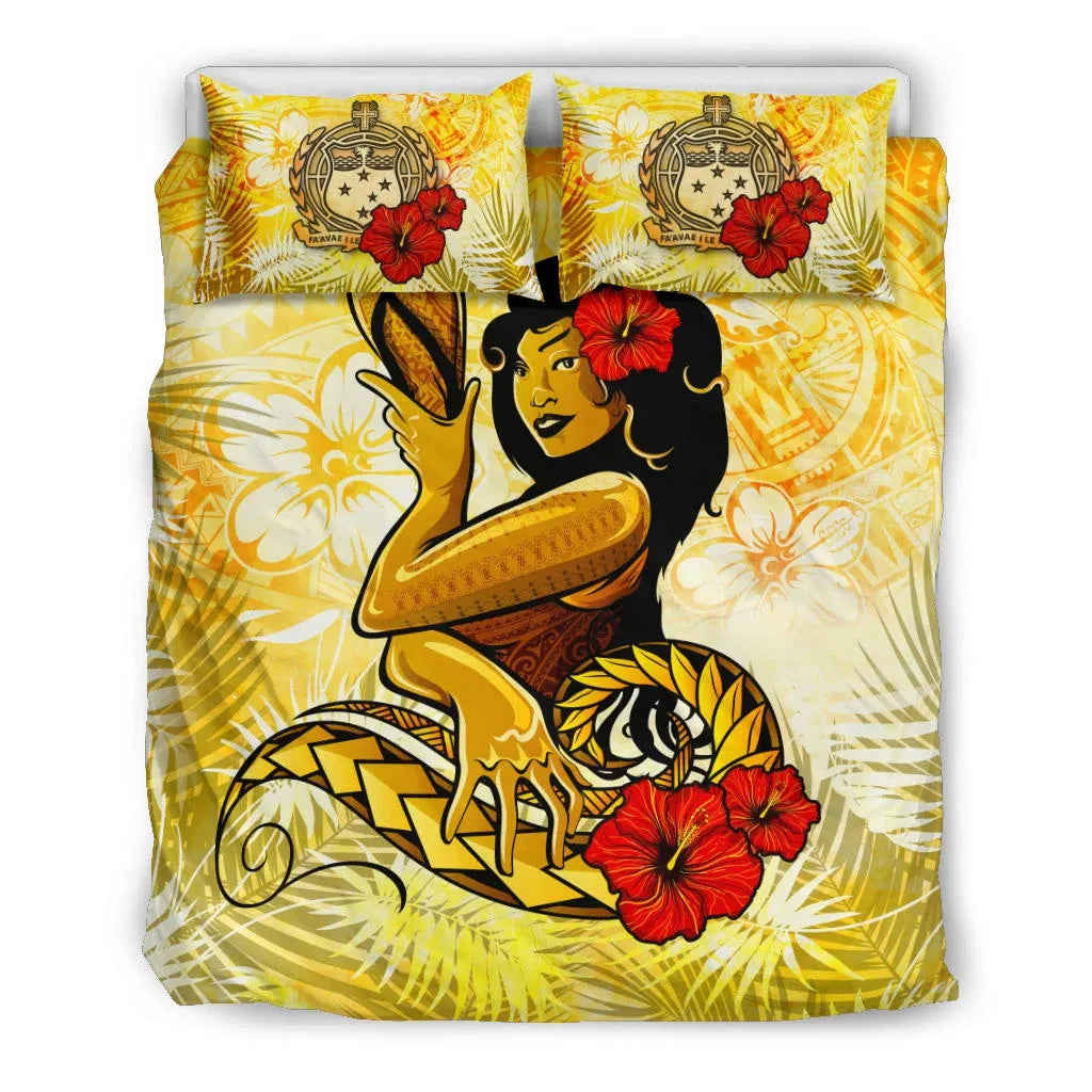 Polynesian Bedding Set - Samoa Duvet Cover Set - Samoan Girl