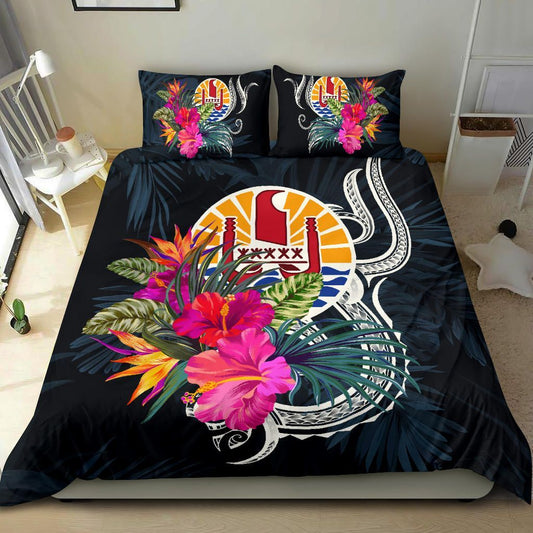 Polynesian Bedding Set - Tahiti Duvet Cover Set Tropical Flowers