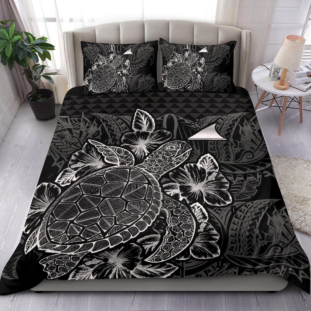 Polynesian Bedding Set - Tokelau Duvet Cover Set Black Color