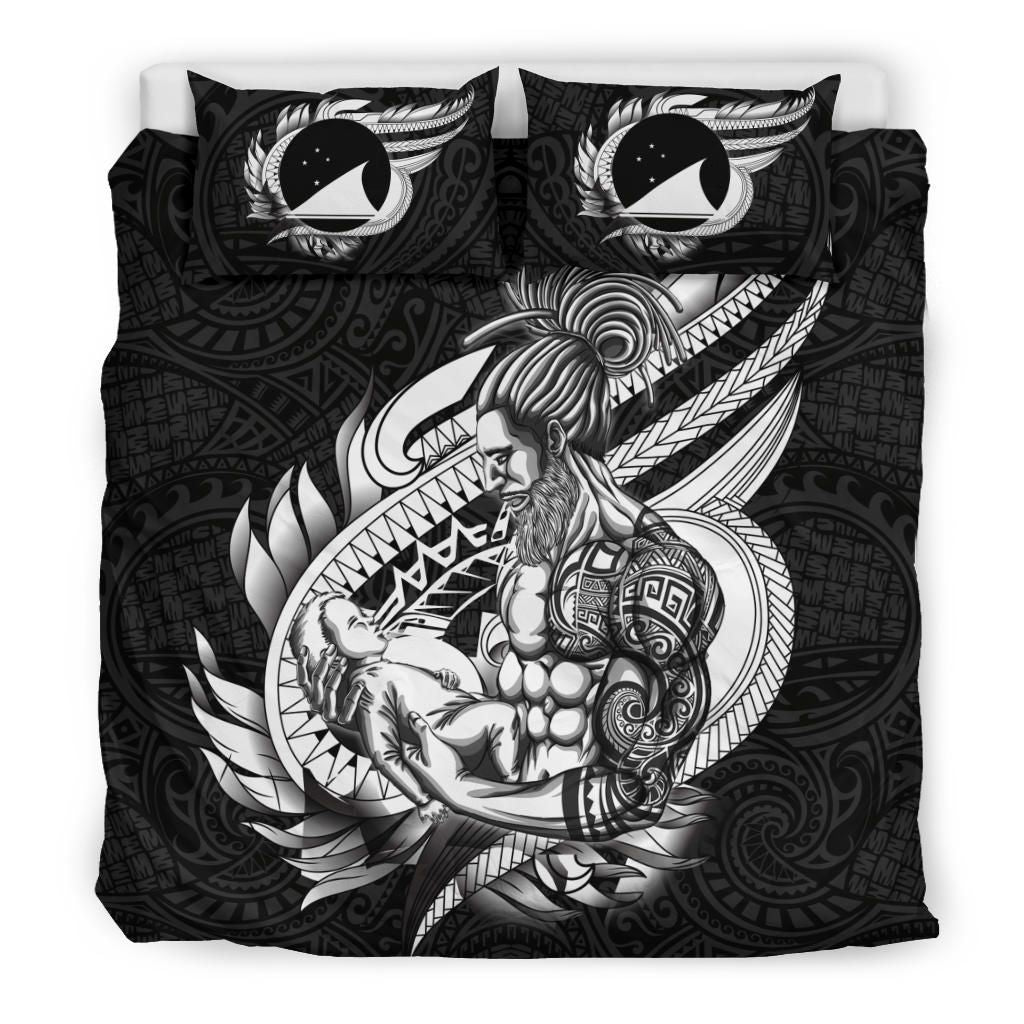 Polynesian Bedding Set - Tokelau Duvet Cover Set Father And Son Black