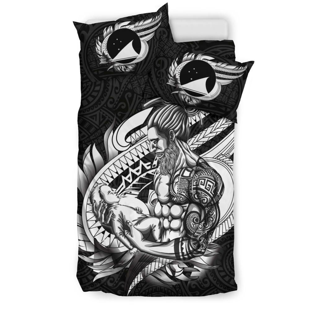 Polynesian Bedding Set - Tokelau Duvet Cover Set Father And Son Black