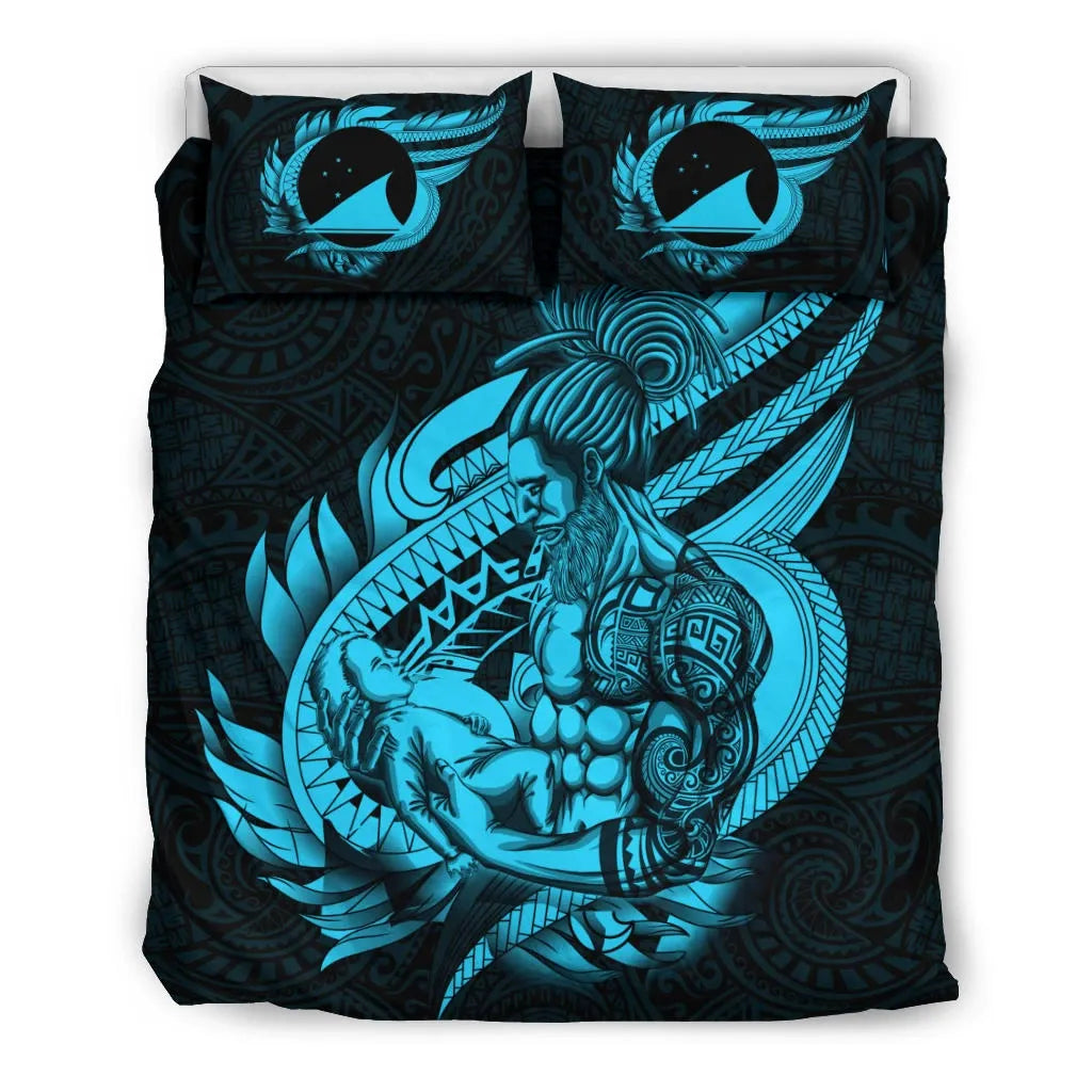 Polynesian Bedding Set - Tokelau Duvet Cover Set Father And Son Emerald