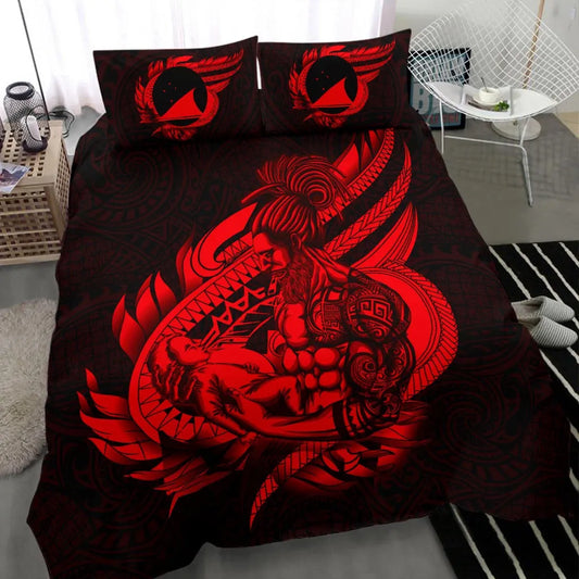 Polynesian Bedding Set - Tokelau Duvet Cover Set Father And Son Red