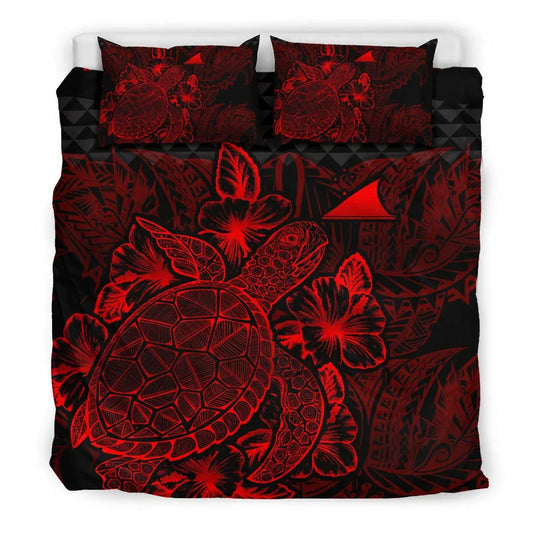 Polynesian Bedding Set - Tokelau Duvet Cover Set Red Color