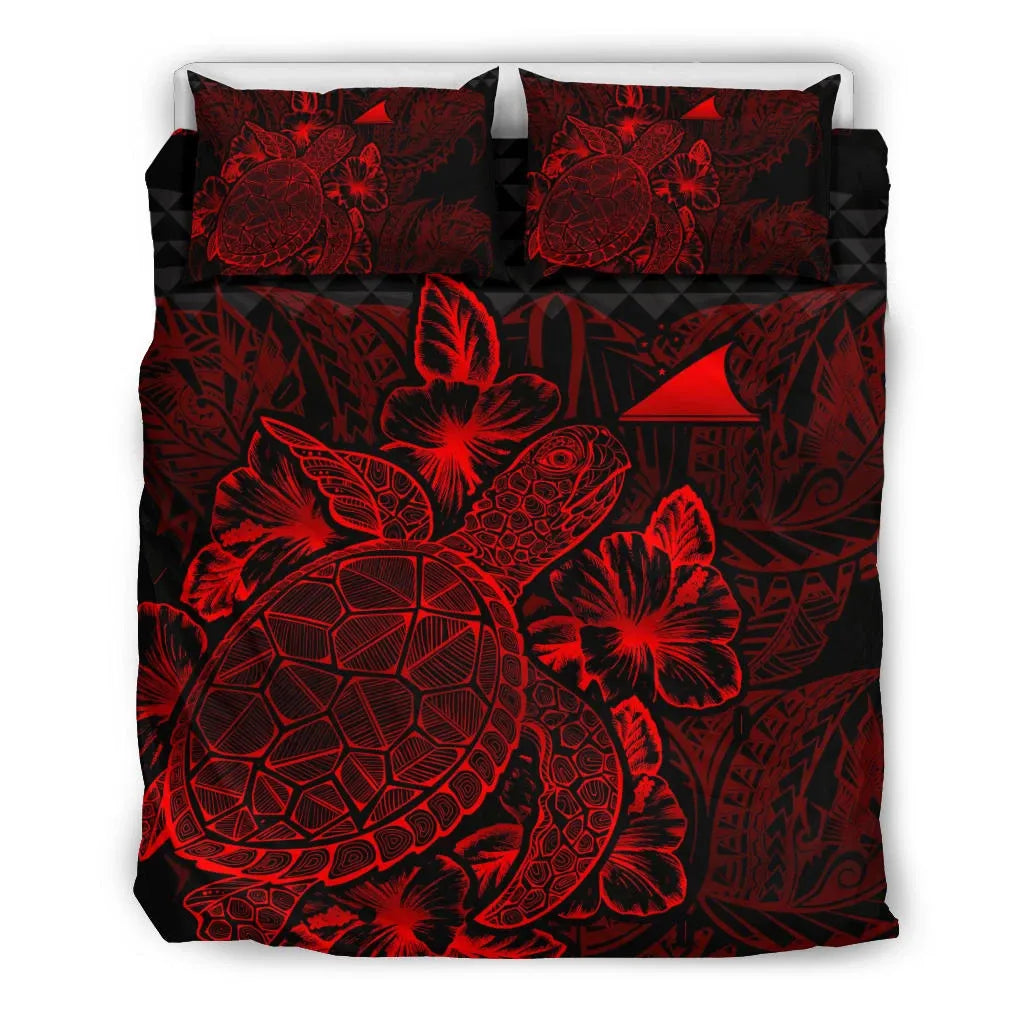 Polynesian Bedding Set - Tokelau Duvet Cover Set Red Color