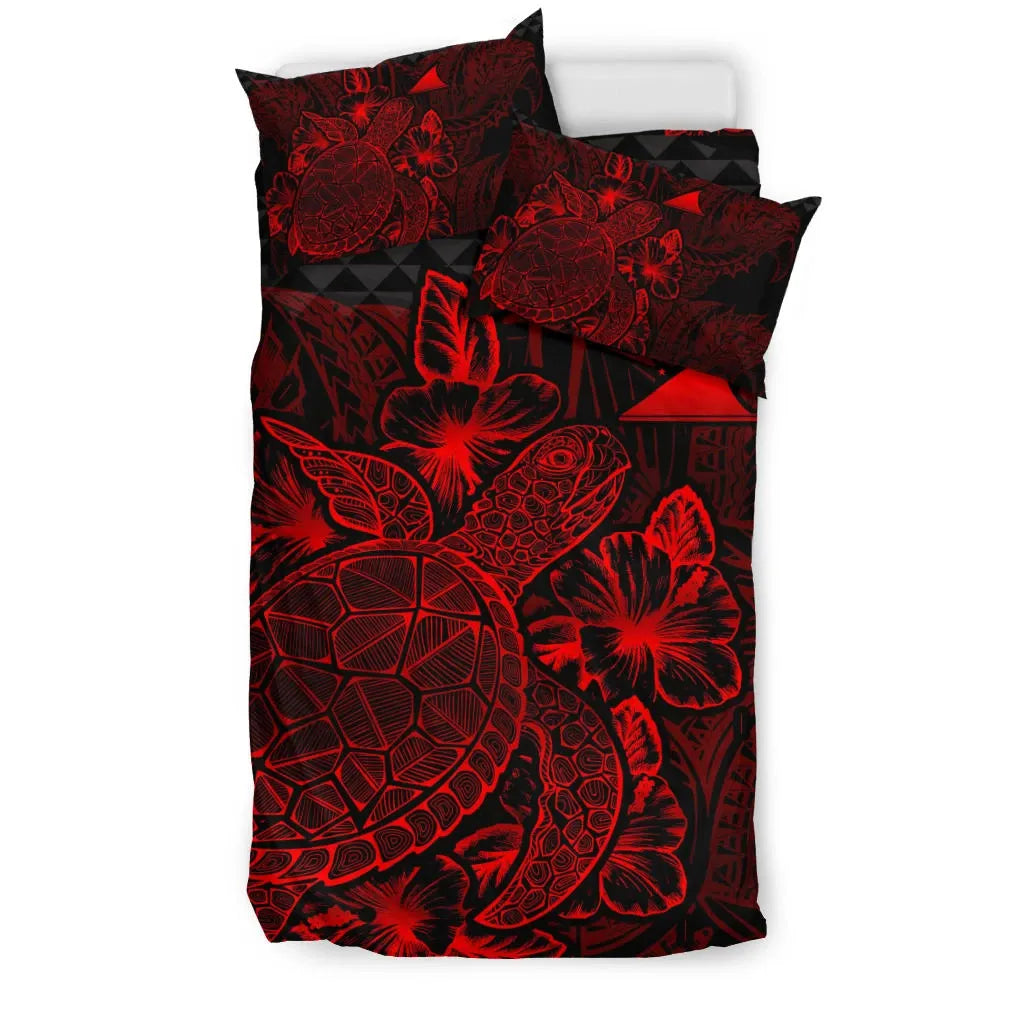 Polynesian Bedding Set - Tokelau Duvet Cover Set Red Color
