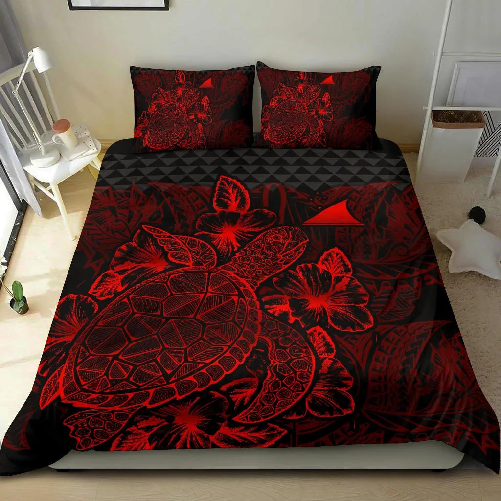 Polynesian Bedding Set - Tokelau Duvet Cover Set Red Color