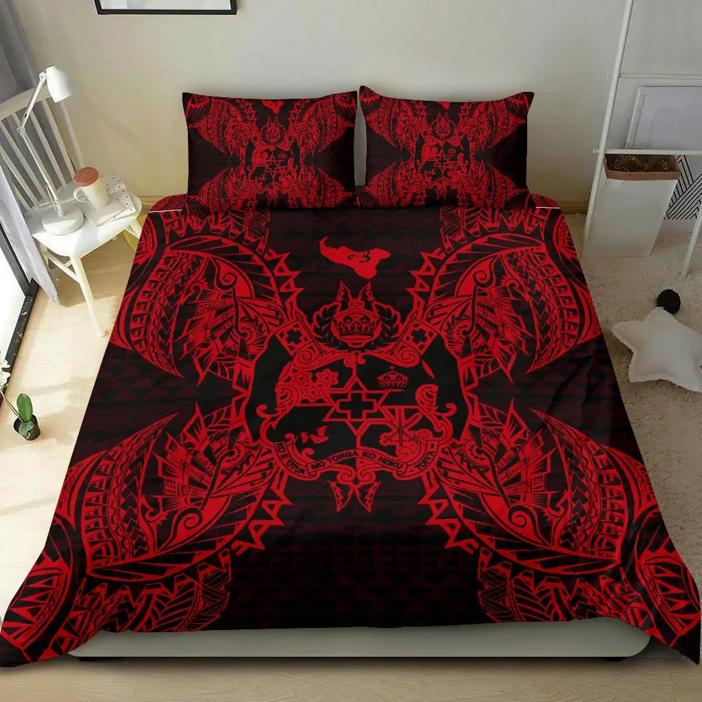 Polynesian Bedding Set - Tonga Duvet Cover Set Map Red