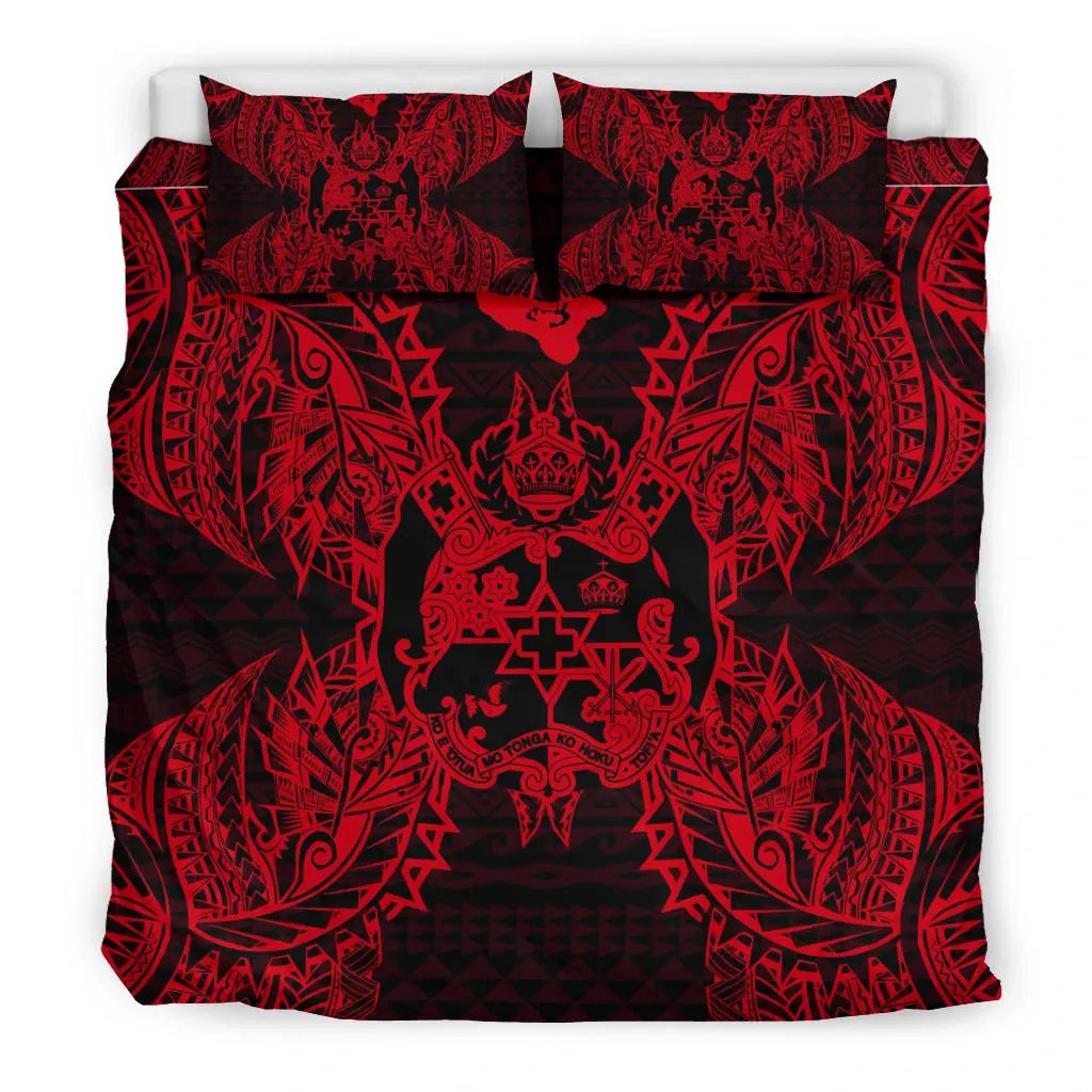 Polynesian Bedding Set - Tonga Duvet Cover Set Map Red