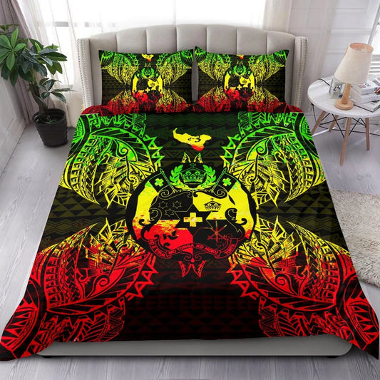 Polynesian Bedding Set - Tonga Duvet Cover Set Map Reggae