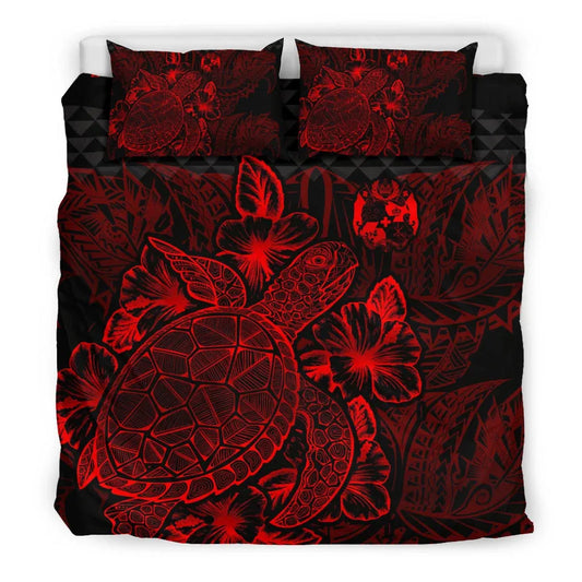 Polynesian Bedding Set - Tonga Duvet Cover Set Red Color