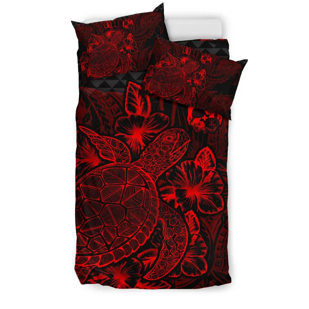 Polynesian Bedding Set - Tonga Duvet Cover Set Red Color