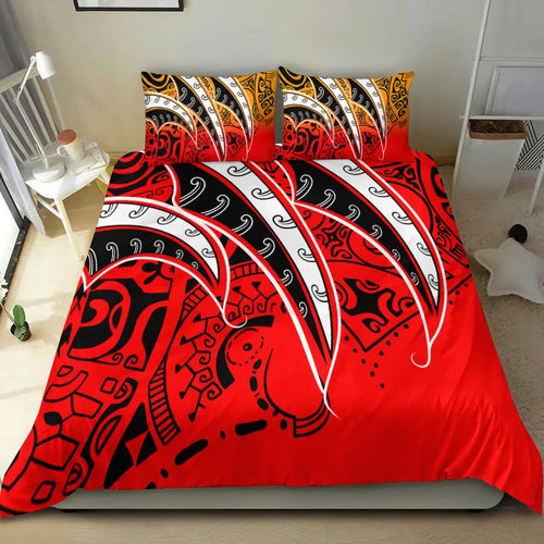 Polynesian Bedding Set - Tropical Leaf Red Style