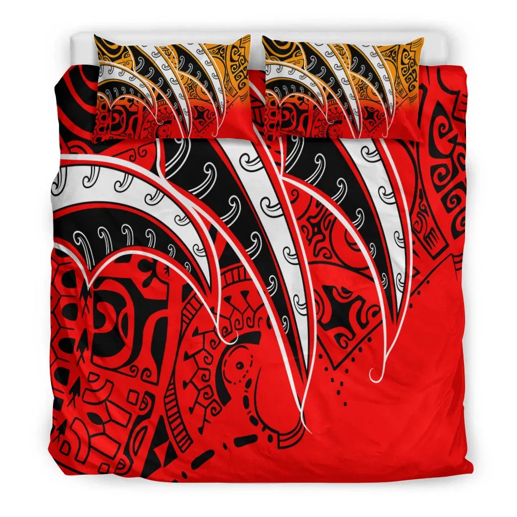 Polynesian Bedding Set - Tropical Leaf Red Style