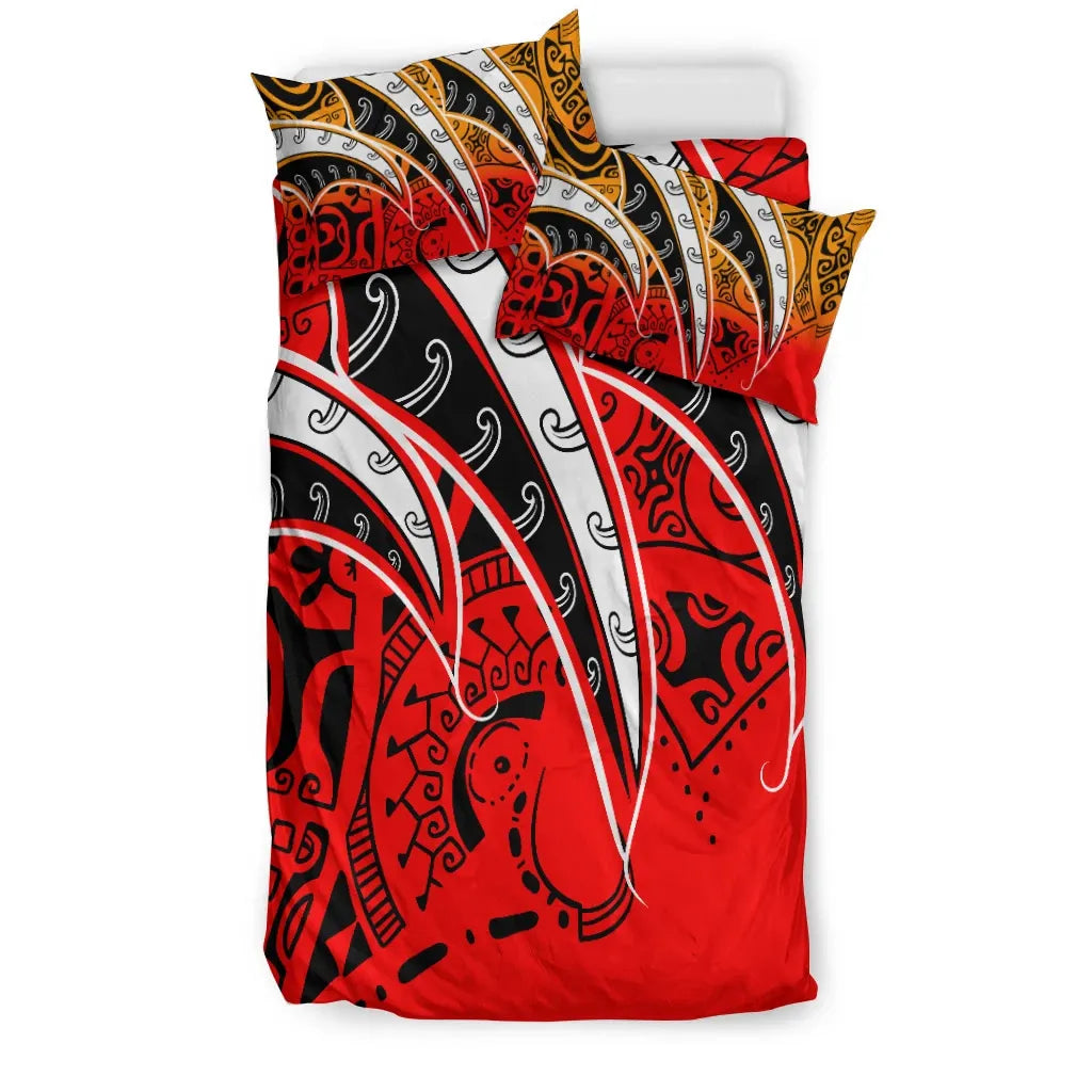 Polynesian Bedding Set - Tropical Leaf Red Style