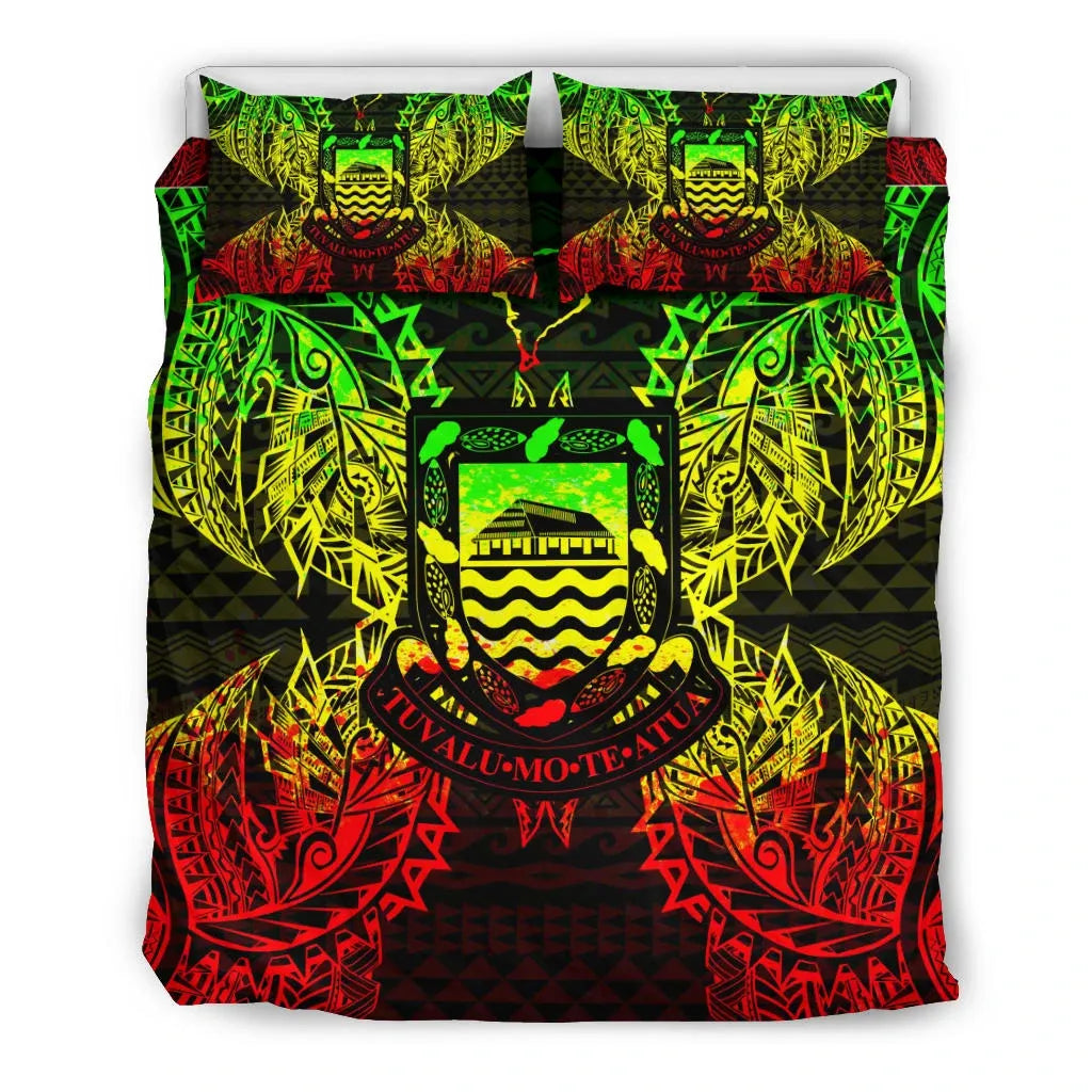Polynesian Bedding Set - Tuvalu Duvet Cover Set Map Reggae