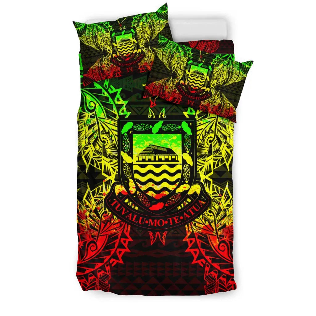 Polynesian Bedding Set - Tuvalu Duvet Cover Set Map Reggae