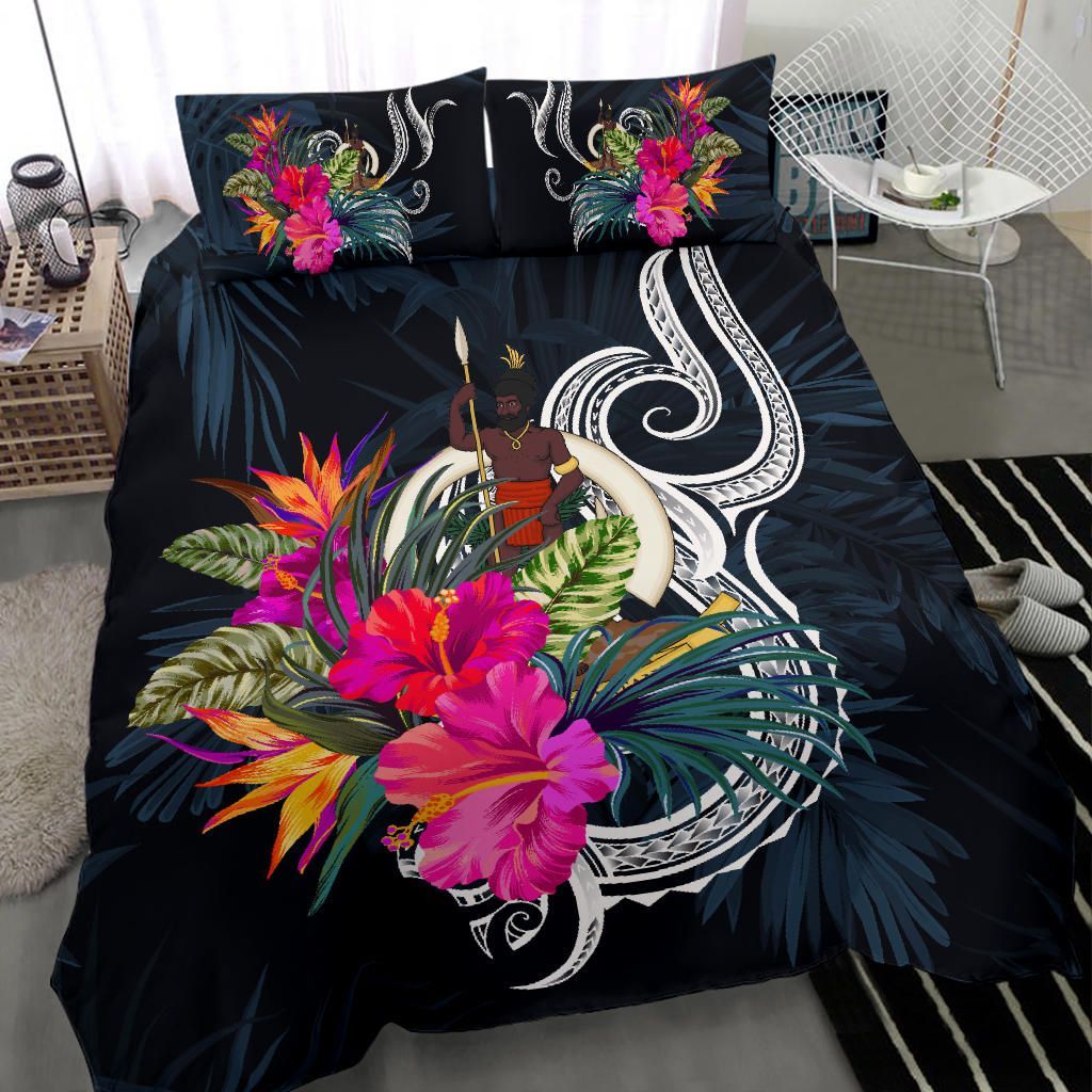 Polynesian Bedding Set - Vanuatu Duvet Cover Set Tropical Flowers