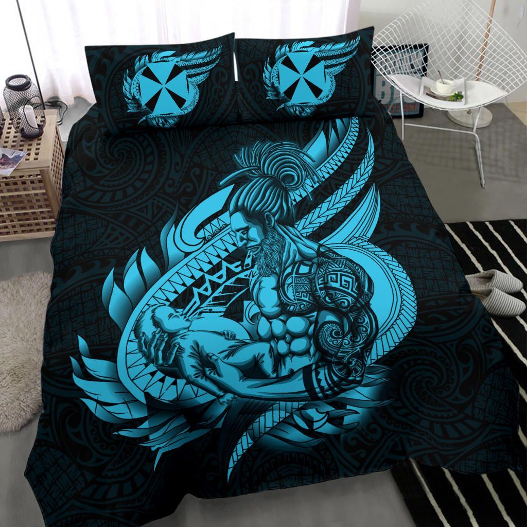 Polynesian Bedding Set - Wallis And Futuna Duvet Cover Set Father And Son Emerald