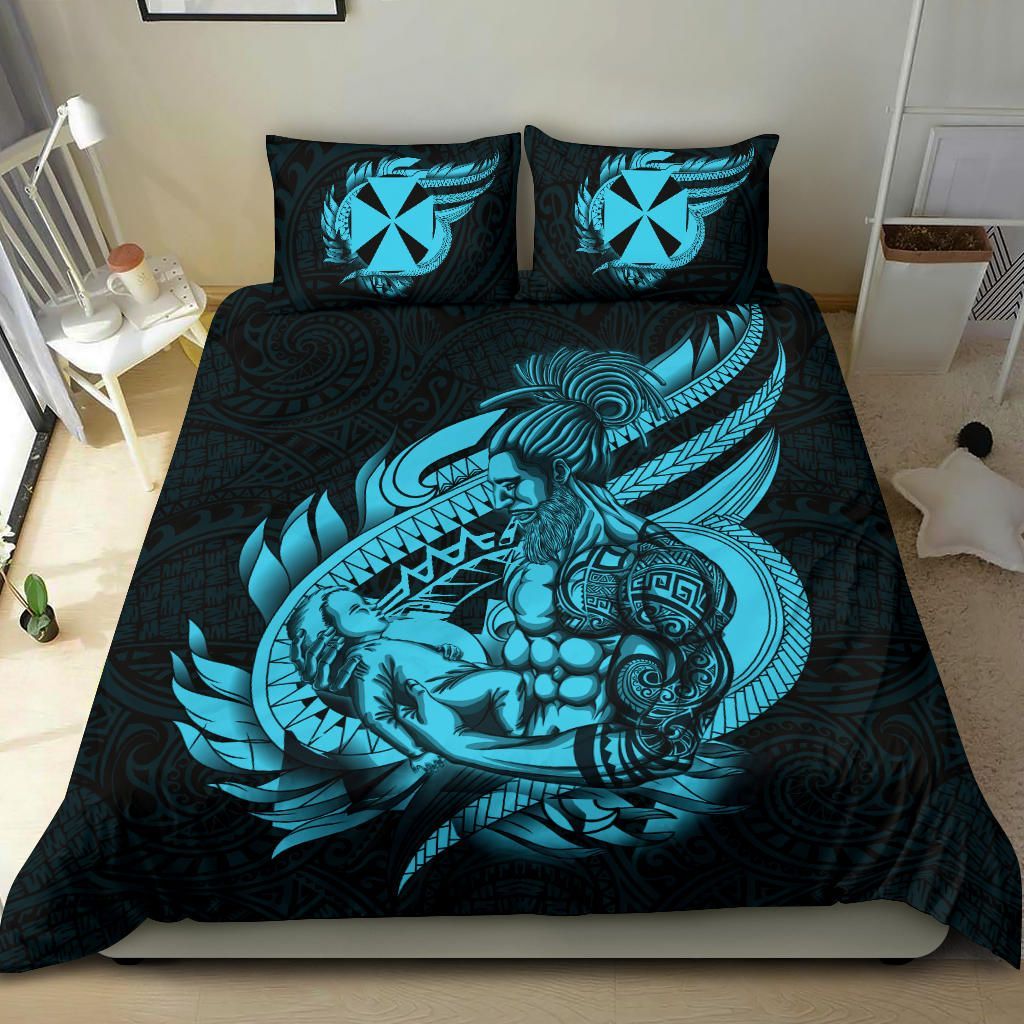 Polynesian Bedding Set - Wallis And Futuna Duvet Cover Set Father And Son Emerald