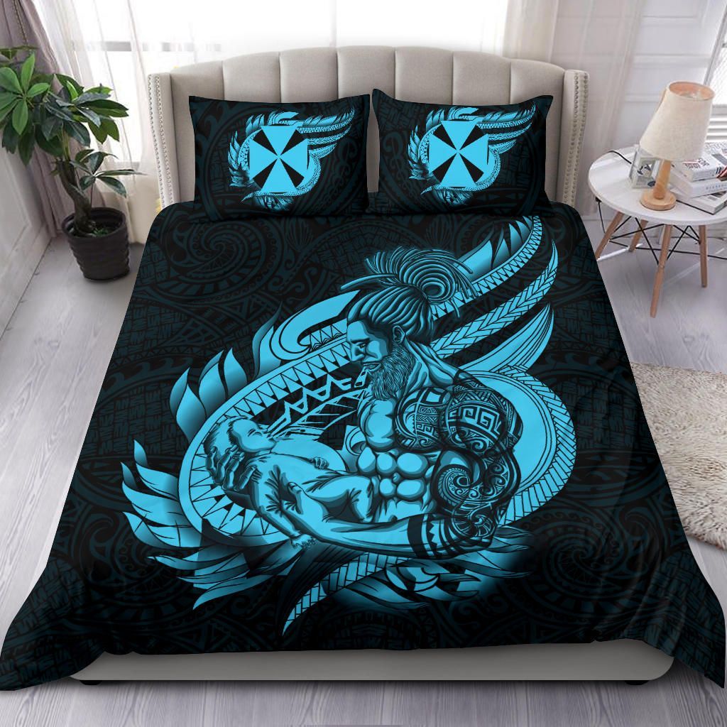 Polynesian Bedding Set - Wallis And Futuna Duvet Cover Set Father And Son Emerald