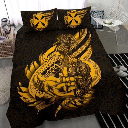 Polynesian Bedding Set - Wallis And Futuna Duvet Cover Set Father And Son Gold