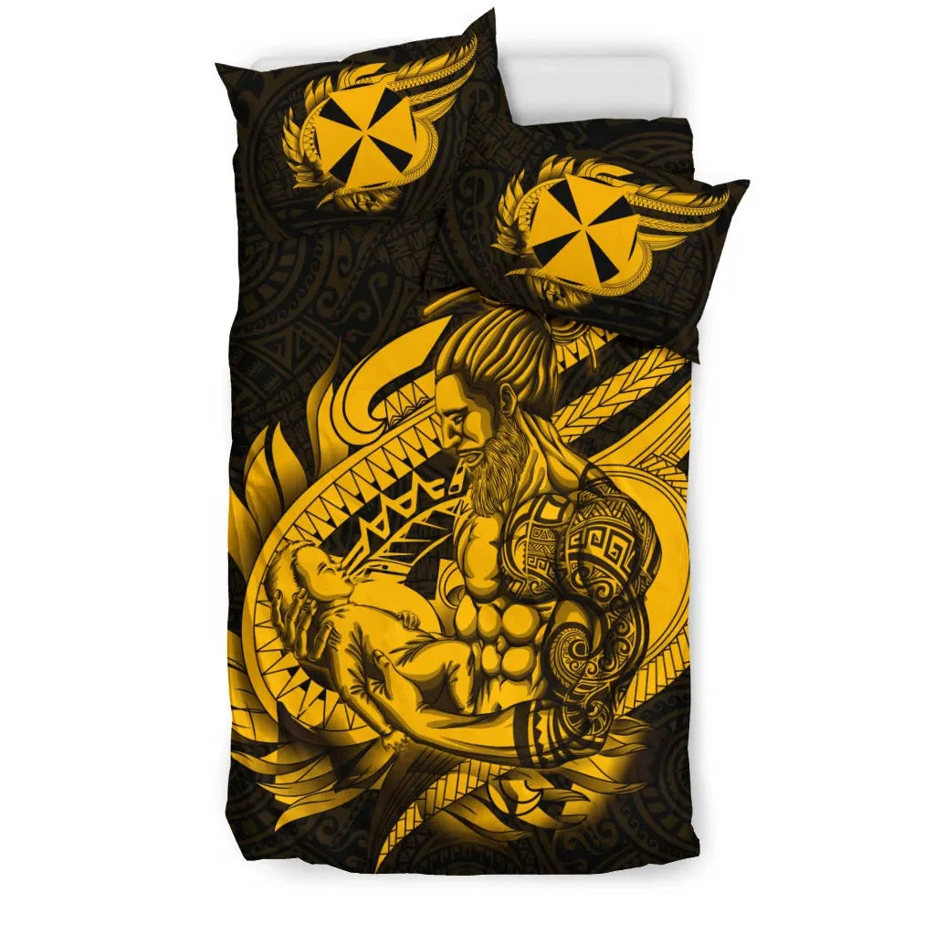 Polynesian Bedding Set - Wallis And Futuna Duvet Cover Set Father And Son Gold