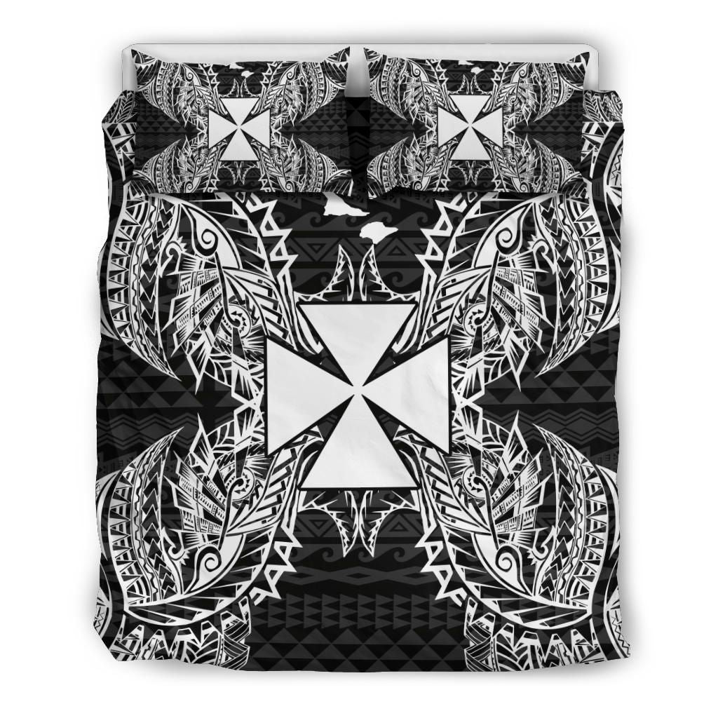 Polynesian Bedding Set - Wallis And Futuna Duvet Cover Set Map Black
