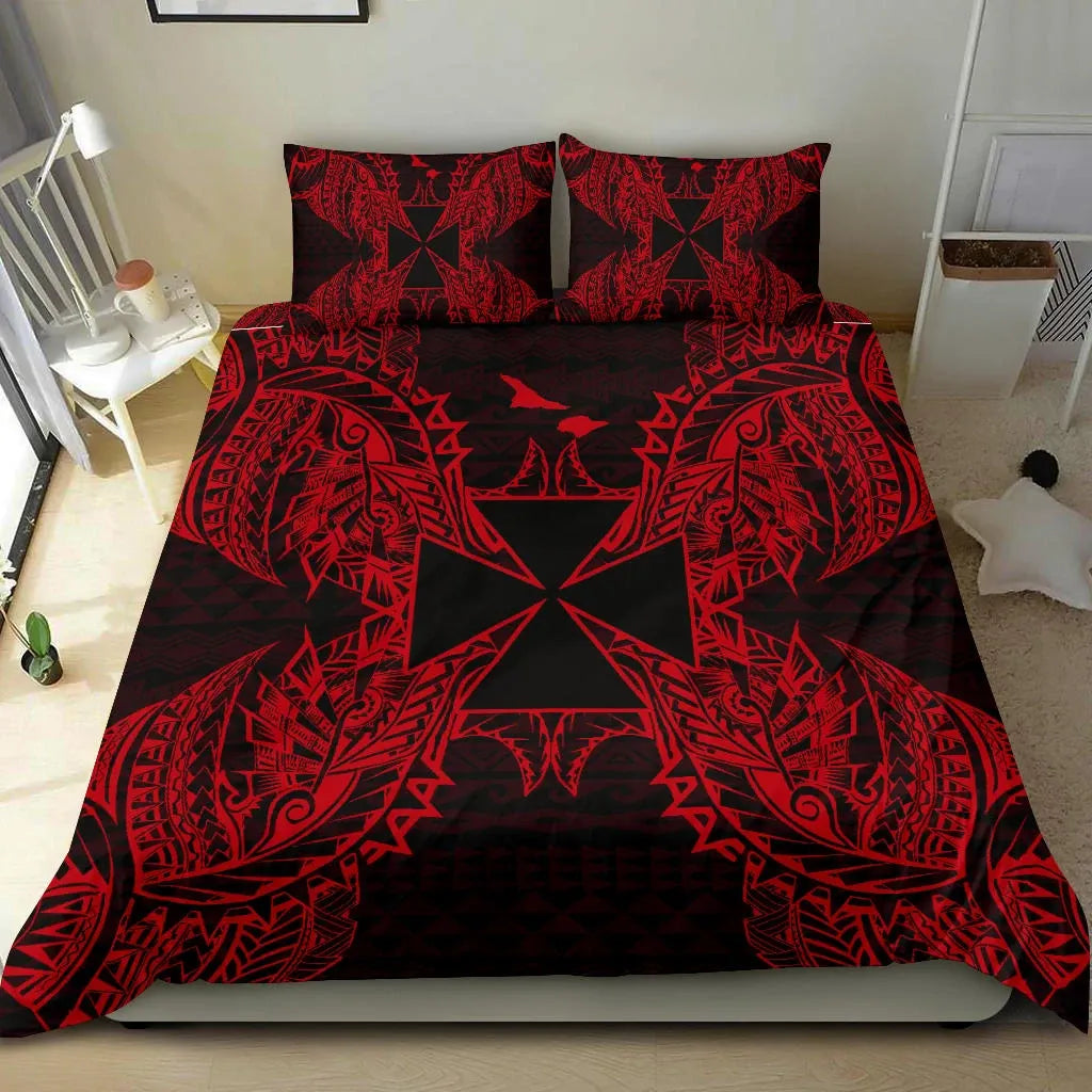 Polynesian Bedding Set - Wallis And Futuna Duvet Cover Set Map Red
