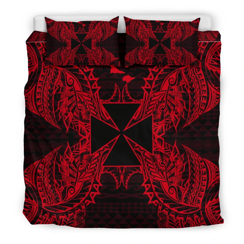 Polynesian Bedding Set - Wallis And Futuna Duvet Cover Set Map Red