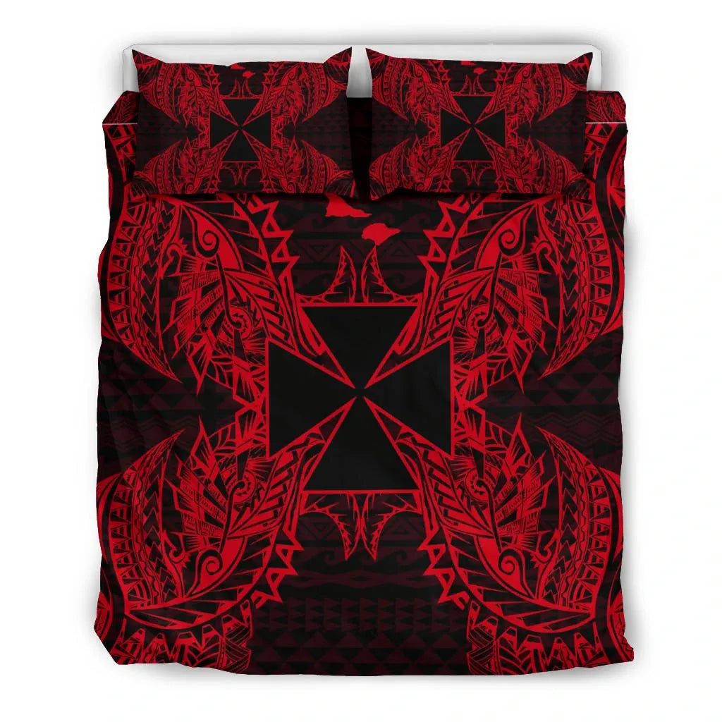 Polynesian Bedding Set - Wallis And Futuna Duvet Cover Set Map Red
