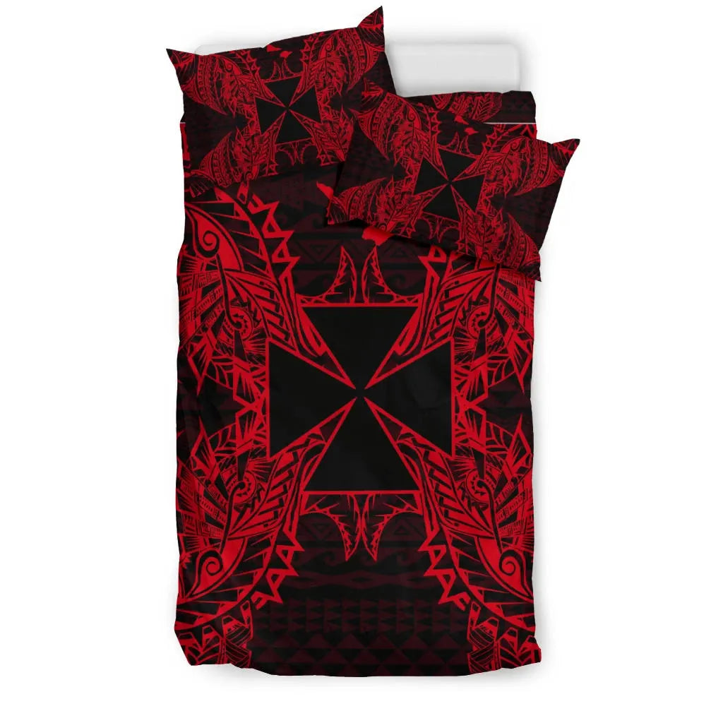 Polynesian Bedding Set - Wallis And Futuna Duvet Cover Set Map Red