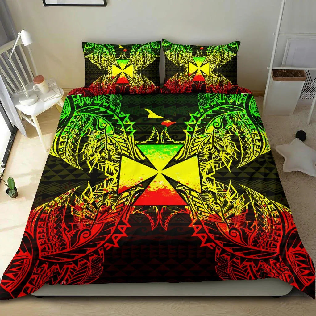 Polynesian Bedding Set - Wallis And Futuna Duvet Cover Set Map Reggae