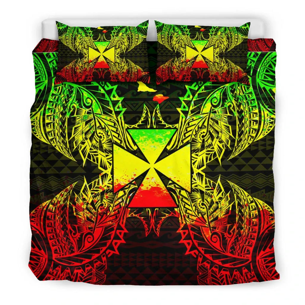 Polynesian Bedding Set - Wallis And Futuna Duvet Cover Set Map Reggae
