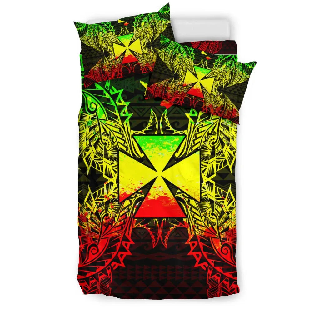 Polynesian Bedding Set - Wallis And Futuna Duvet Cover Set Map Reggae