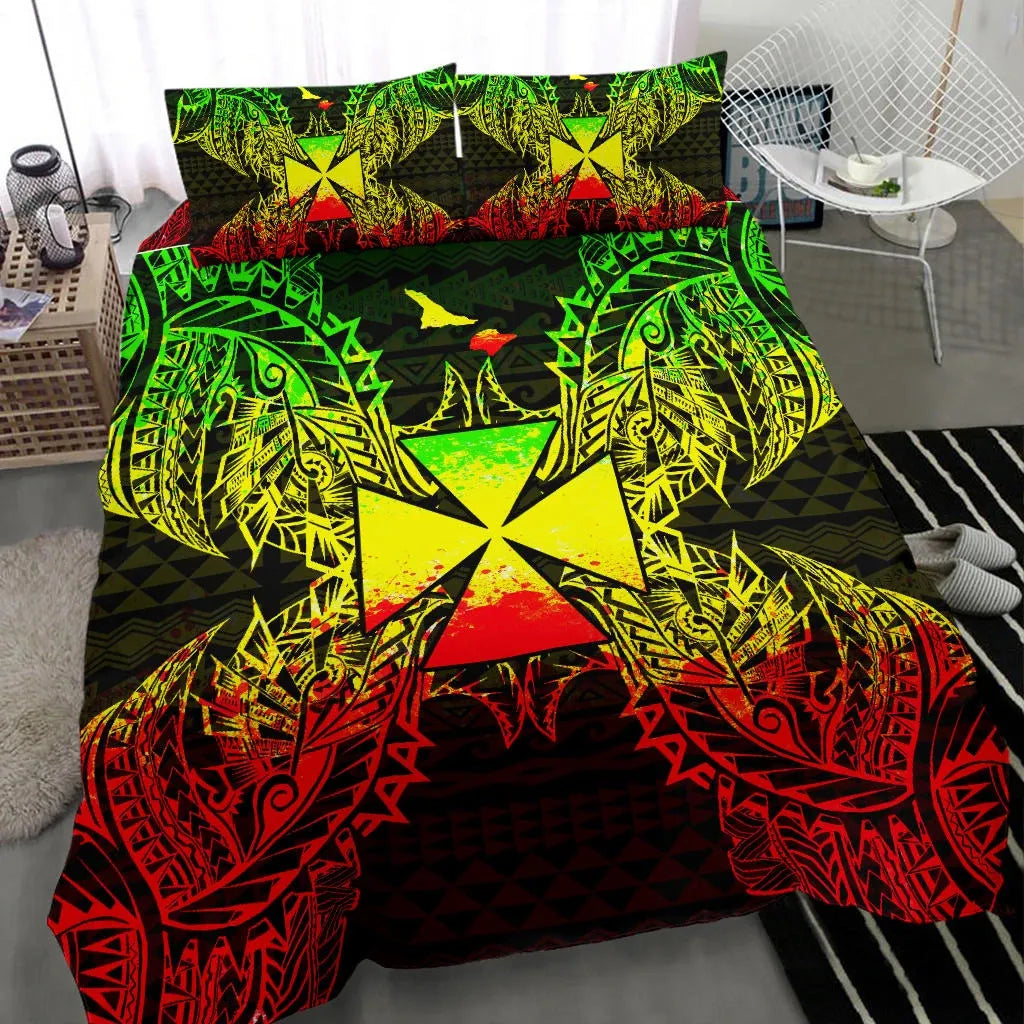 Polynesian Bedding Set - Wallis And Futuna Duvet Cover Set Map Reggae