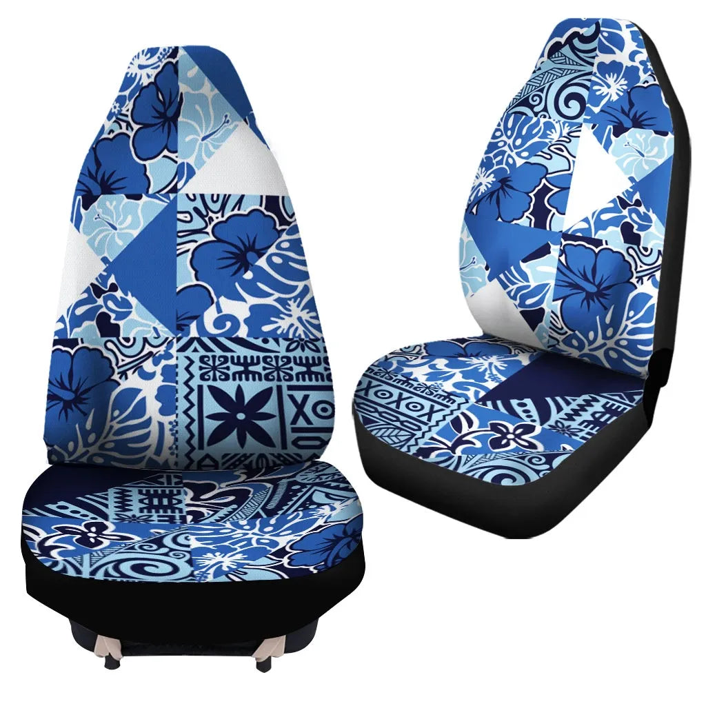 Polynesian Car Seat Cover - Vintage Hibiscus Fabric Pattern