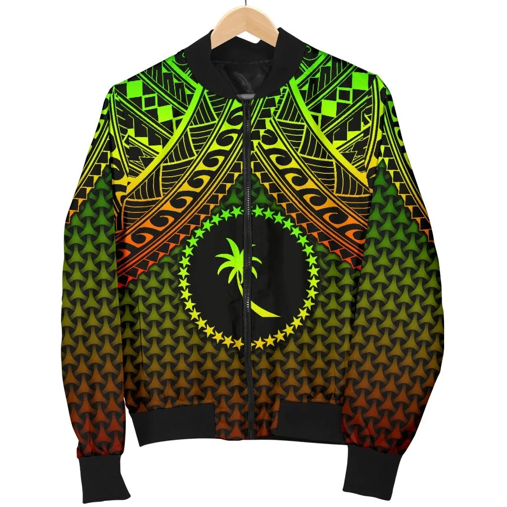 Polynesian Chuuk Bomber Jacket - Reggae Vintage Polynesian Patterns