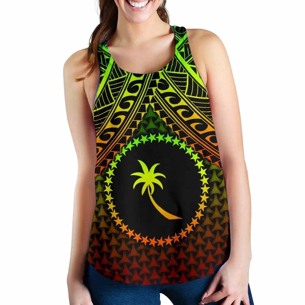 Polynesian Chuuk Personalised Women Racerback Tank - Reggae Vintage Polynesian Patterns