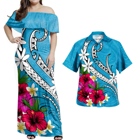 Polynesia Combo Dress And Shirt Tribal Polynesia Tropical Summer