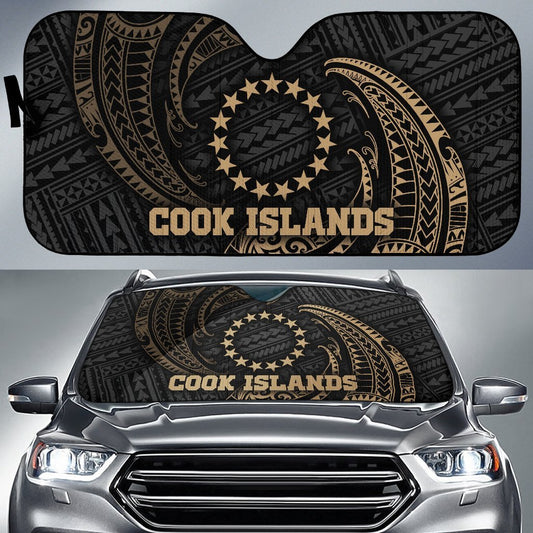 Polynesian Cook Islands Sun Shades - Gold Tribal Wave